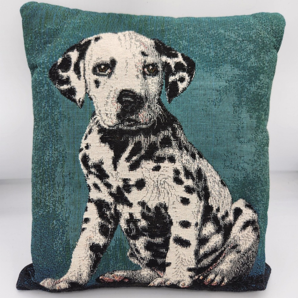 Dalmatian Dog VTG Throw Pillow Tapestry Teal Green‎ Accent Decor Cute Puppy